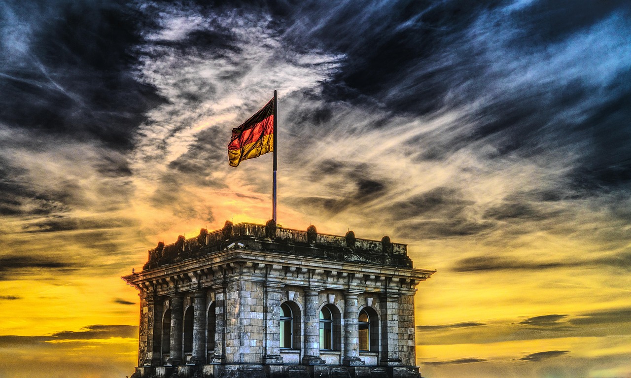 bundestag, german flag, parliament, federal election, germany, capital city, flag, nature, architecture, banner, building, government district, berlin, government, germany flag, city, politics, government building, german, flutter, clouds, facade, story, sightseeing